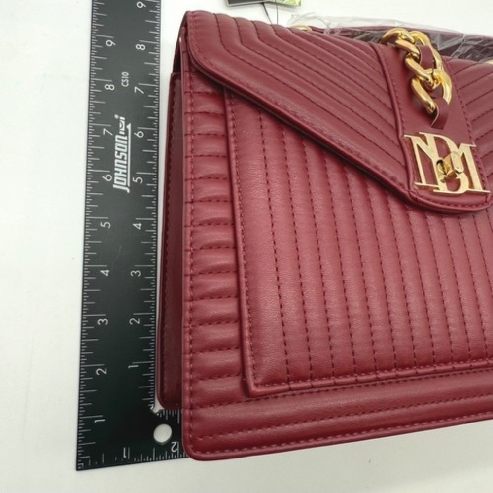 Badgley Mischka Wine Quilted Crossbody Bag with Chain Vegan Leather $179 - Picture 12 of 13
